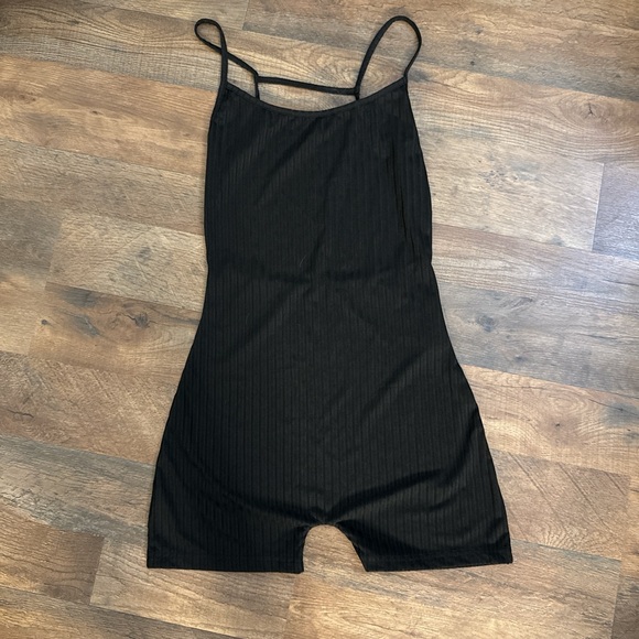 Pants - Black Ribbed Sleeveless Romper